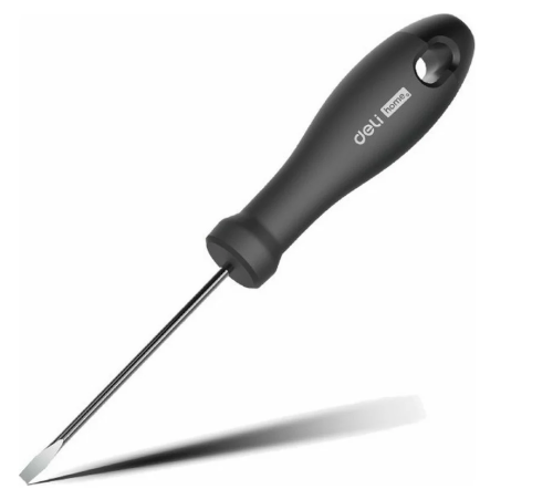 Отвертка Deli HS EHT1103 SL3x75 мм, Soft Touch, черный