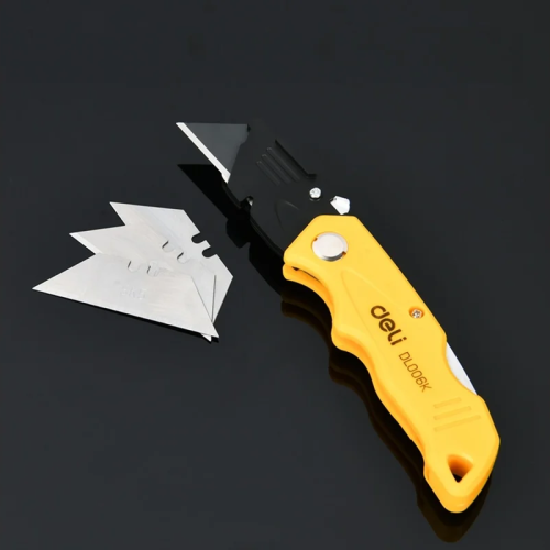 Нож строительный складной Deli YS EDL006K, трапеция, 19 мм фото 3