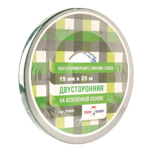 Лента клейкая двухсторонняя на вспененной основе 19мм х 25м Klebebander (TFK006T), в и/у