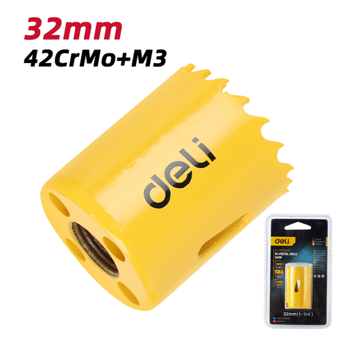 Коронка биметаллическая Deli YS EDH-SKK032-E1, 32 х 38 мм, М14 фото 2