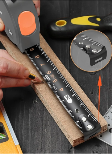 Рулетка Deli HS HT8519C 5 м/ 19 мм, Soft Touch, оранжевый фото 5