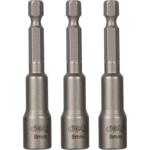 Набор насадок шестигранных магнитных Deli YS EDL4808T, 8 мм, HEX 1/4", серебристый