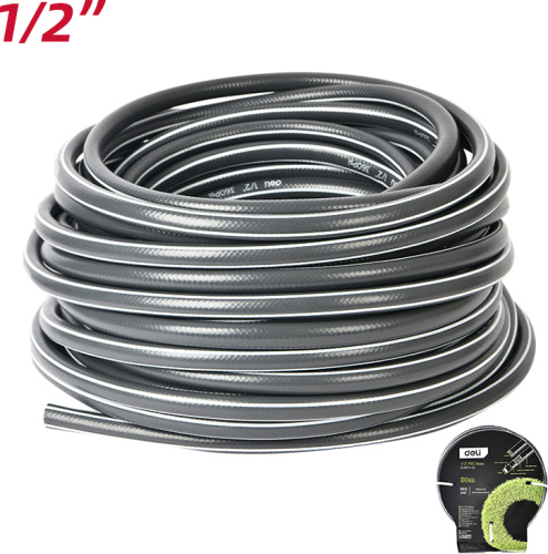 Шланг поливочный армированный четырёхслойный Deli GS EDL8072-30 1/2" ПВХ, 30 м, серый фото 2