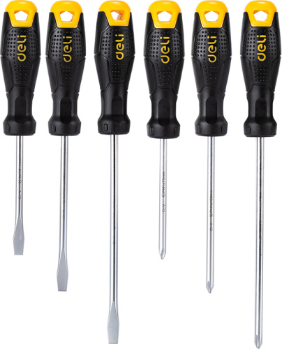 Набор отверток Deli YS EDL620006 (SL5x75, SL5x100, SL6x150, PH1x75, PH1x100, PH2x150), 6 шт.