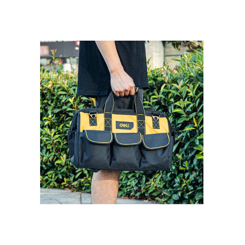 Сумка для инструментов Deli YS EDL430117, 400х200х270 мм, ткань Oxford, черный, желтый фото 13