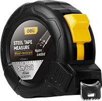 Рулетка Deli YS EDL9005PY 5 м х 19 мм, нейлоновое покрытие, черная