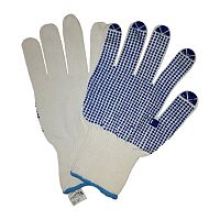 Перчатки трикотажные х/б из 4-х нитей Arcticus, с ПВХ покрытием Точка, 10 кл. вязки