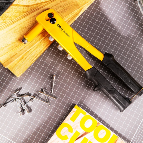 Заклепочник одноручный Deli YS EDL236910T, 270 см, 2.4-4.8 мм, заклепки в комплекте  фото 5