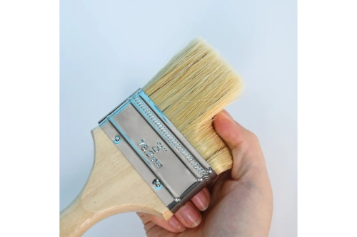 Кисть малярная плоская 3" -75 мм Deli YS EDL509123 деревянная рукоятка, искусственная щетина фото 2