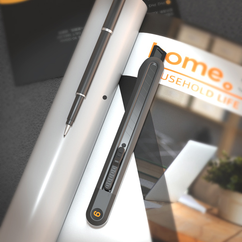 Нож строительный Deli HS EHT4009 9 мм, Soft Touch, черный фото 2