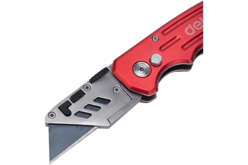 Нож строительный складной Deli RS EDL040 трапеция, 19T фото 7