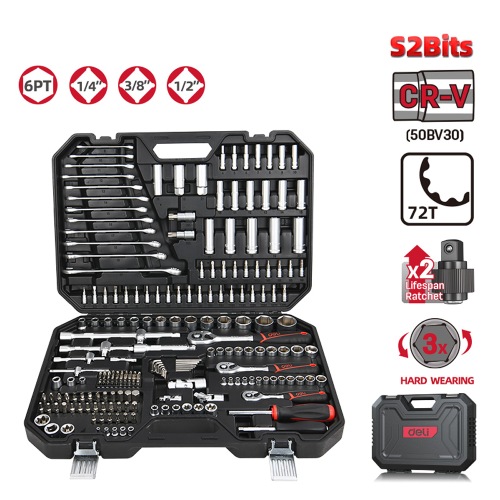 Набор инструмента 1/4", 3/8", 1/2" Deli RS EDQ45216, 216 предметов фото 9