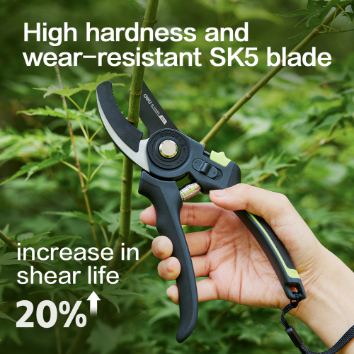 Секатор садовый Deli GS EDL-YL0005, 216 мм, SK5, контактный, черный фото 3