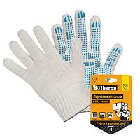 Перчатки трикотажные х/б с ПВХ покрытием Точка, 10 кл. вязки, белый, в и/у