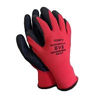 Перчатки трикотажные п/э BVB с рельефным латексным покрытием, 13 кл. вязки