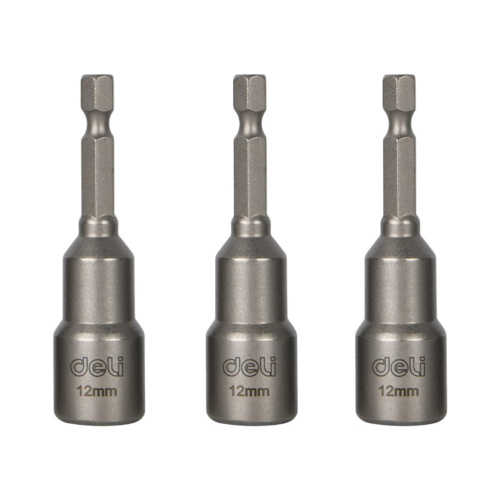 Набор насадок шестигранных магнитных Deli YS EDL4812T, 12 мм, 3 шт, HEX 1/4", серебристый
