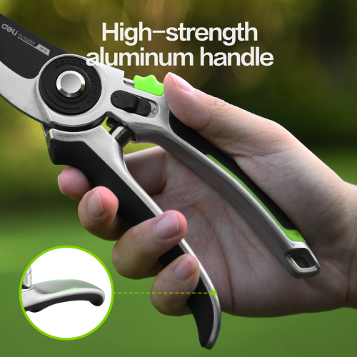 Секатор садовый Deli GS EDL-YL0007, 216 мм, серебристый/черный фото 4