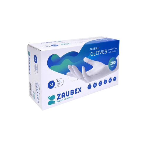 Перчатки нитриловые неопудренные "Zaubex", одноразовые, голубой фото 2