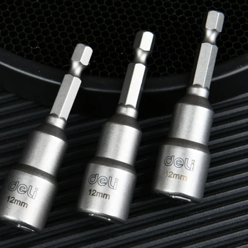 Набор насадок шестигранных магнитных Deli YS EDL4812T, 12 мм, 3 шт, HEX 1/4", серебристый фото 8