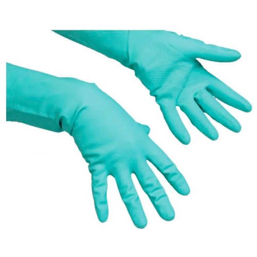 Перчатки хозяйственные "Vileda", суперпрочные с внутренним х/б покрытием, многоцелевые, зеленый