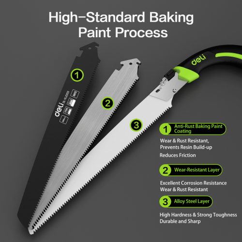 Пила садовая Deli GS EDL-YL2204, 350 мм, изогнутая, складная фото 6