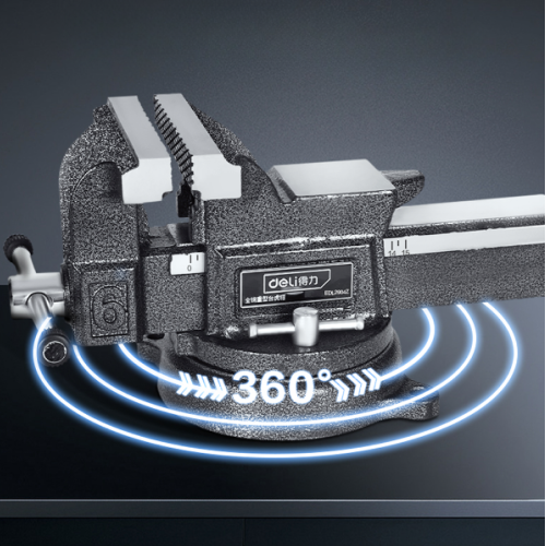 Тиски стальные Deli YS EDL2904Z, поворотные, с наковальней, 4"-100 мм фото 4