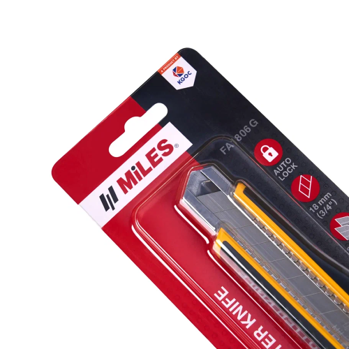 Нож строительный Miles "FA1806G/Y", 18 мм, усиленный фото 2