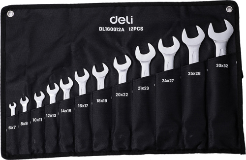 Набор ключей рожковых Deli YS EDL160012A 6-32 мм, 12 шт.