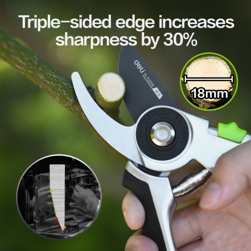 Секатор садовый Deli GS EDL-YL0006, 203 мм, серебристый/черный фото 2