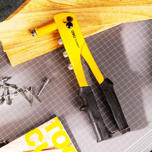 Заклепочник одноручный Deli YS EDL236910T, 270 см, 2.4-4.8 мм, заклепки в комплекте  фото 4