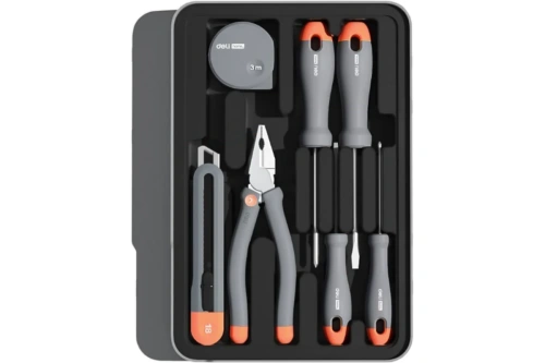 Набор ручного инструмента Deli HS H1001-ADE 15 предметов, бокс, H1001-ADE, Soft Touch, оранжевый фото 2