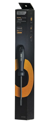 Отвертка Deli HS EHT1106 SL6x150 мм, Soft Touch, черный фото 4