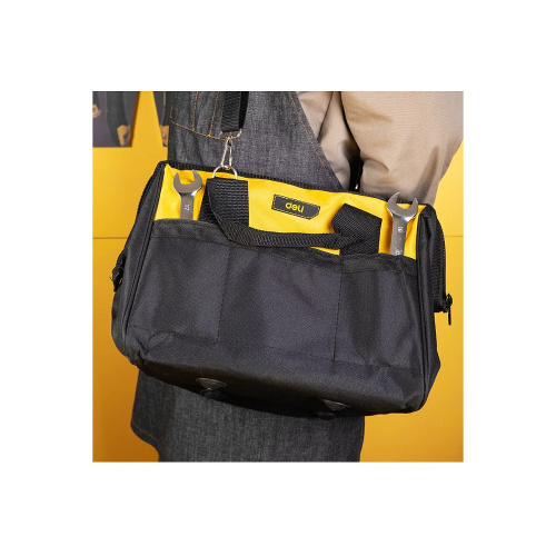 Сумка для инструментов Deli YS EDL-P2, 340х260х300 мм, ткань Oxford, черный, желтый фото 10