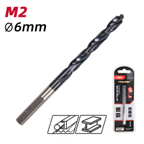 Сверло по металлу Deli RS EDH-MHZ060-E4, 6.0 мм, DIN 338, HSS-TiN фото 2