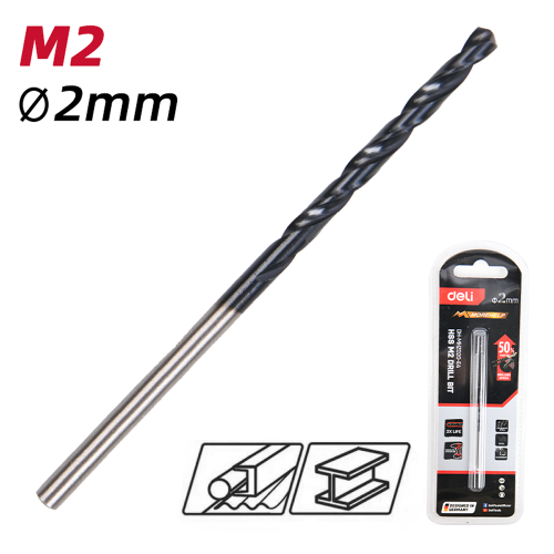 Сверло по металлу Deli RS EDH-MHZ020-E4, 2.0 мм, DIN 338, HSS-TiN фото 6