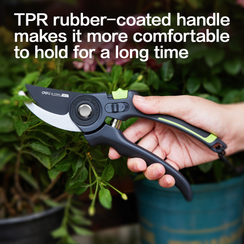 Секатор садовый Deli GS EDL-YL0004, 216 мм, SK5, черный фото 8