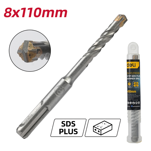 Бур по бетону Deli YS EDH-YCZ11008-E1, 8 x 110 мм, X-Tip, SDS-PLUS фото 2