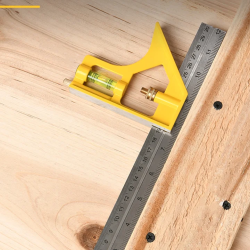 Линейка Deli EDL7300Y, с угольником и уровнем, металл, пластик, 30 см  фото 7