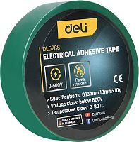 Изолента ПВХ Deli YS EDL5266 зеленая, 18 мм x 10 м, 130 мкм