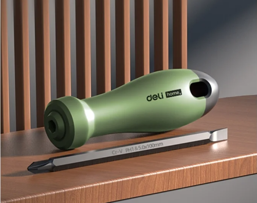 Отвертка двухсторонняя Deli HS HT1055L SL6, PH2x100 мм, Soft Touch, зеленый фото 2