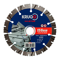 Круг алмазный по бетону "Krugo Master", 150 x 22,23 мм, сегментный