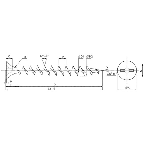 Саморез для монтажа ГКЛ к дереву, фосфат, РМЗ фото 2