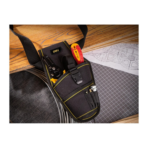 Сумка для инструментов поясная Deli YS EDL430004, 260х150х40 мм, ткань Oxford, черный фото 4