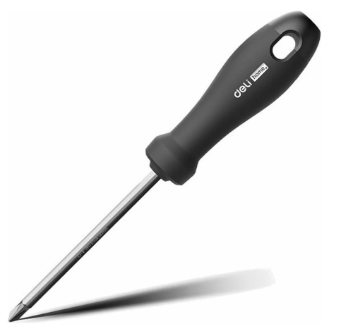 Отвертка двухсторонняя Deli HS HT1055 SL6, PH2x100 мм, Soft Touch, черный