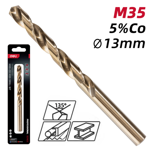 Сверло по металлу Deli RS EDH-MHZ130-E2, 13.0 мм, DIN 338, HSCo 5% фото 2