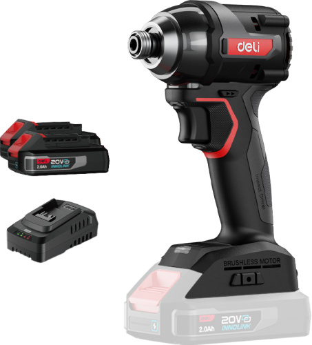 Аккумуляторный шуруповерт ударный Deli RS EDE-QZ20-1D2 20В, 200 Нм, 2 АКБ, 2 Ач