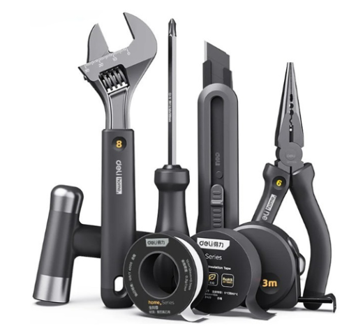 Набор ручного инструмента Deli HS EHT0008 8 предметов, Soft Touch, черный