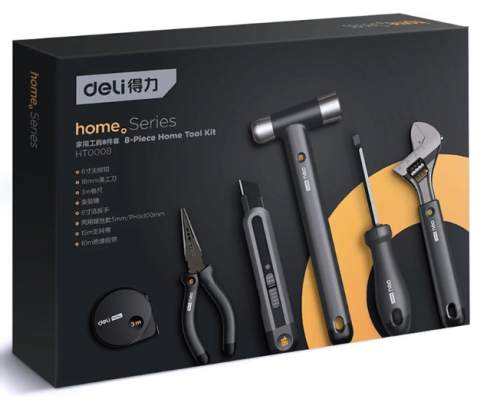 Набор ручного инструмента Deli HS EHT0008 8 предметов, Soft Touch, черный фото 11