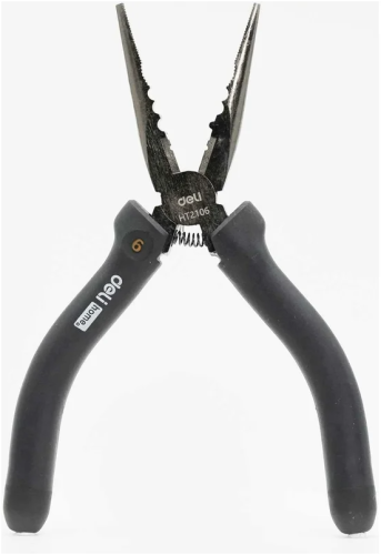 Длинногубцы Deli HS EHT2106 160 мм, Soft Touch, черный фото 4