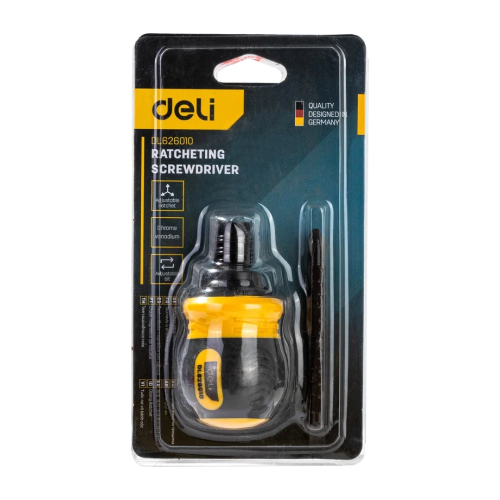 Двухсторонняя отвертка Deli YS EDL626010, с трещоткой, PH2+SL6 фото 14